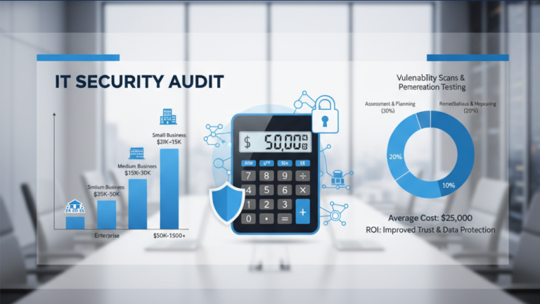 IT security audit cost guide infographic with pricing breakdown