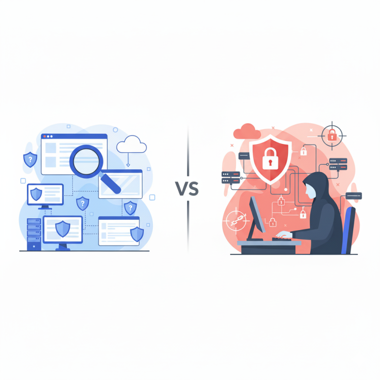 Vulnerability assessment vs penetration testing comparison illustration