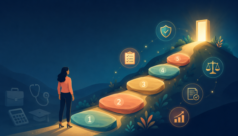 image depicting 5-stage roadmap to get into GRC with no experience